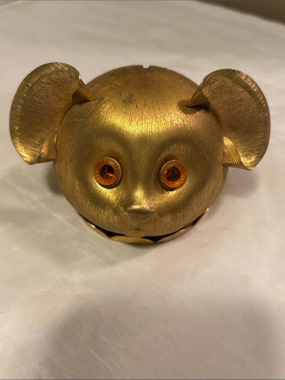 Vintage Napier Gold Mouse Decorative Money Coin Bank with Amber Eyes